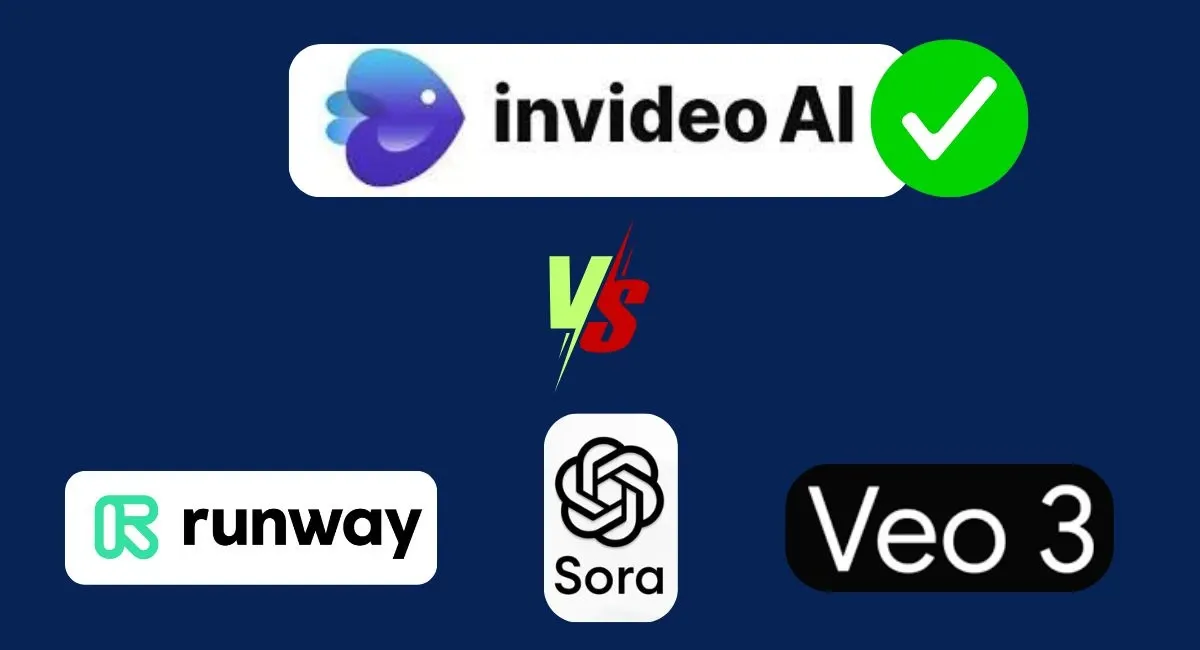 Invideo AI logo compared with other AI tools.