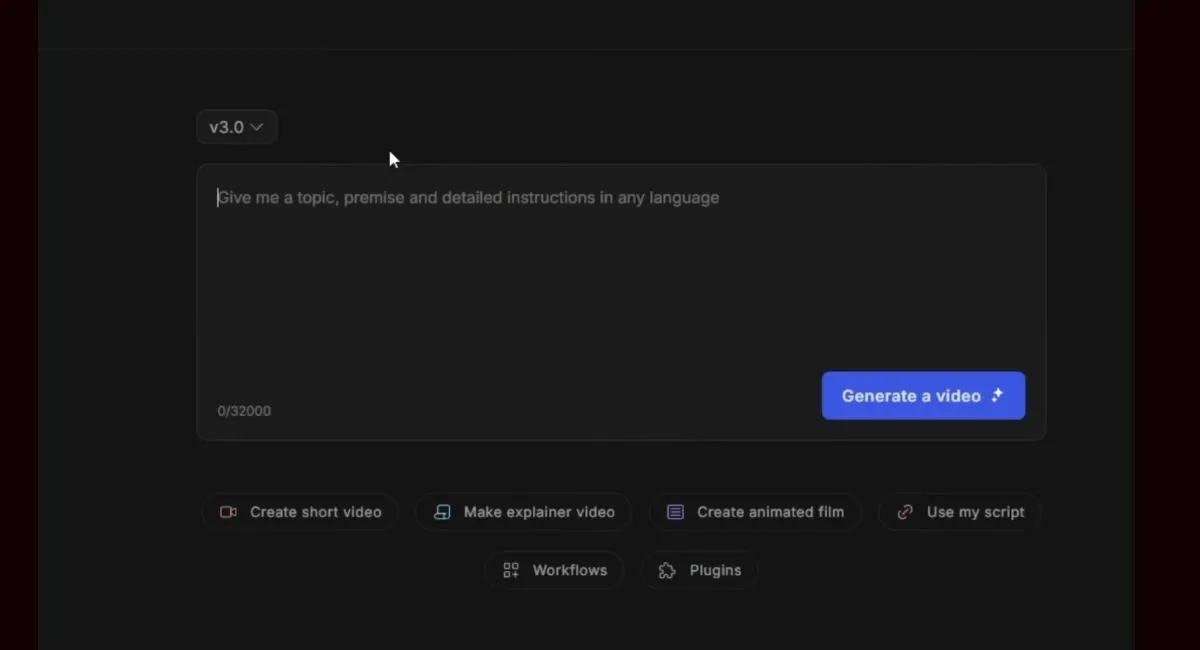 Invideo AI text prompt bar