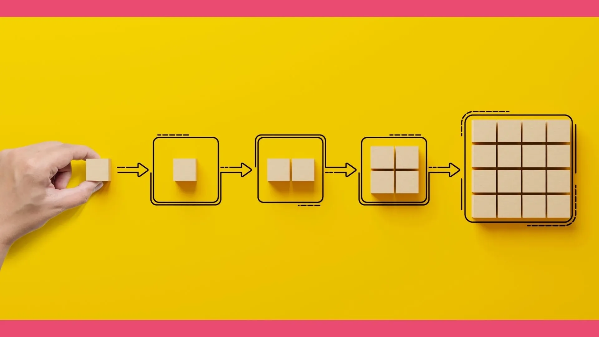 Visual metaphor of building automation workflows step by step