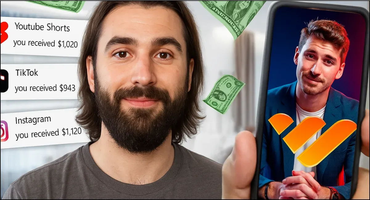Man showing Whop earnings from YouTube, TikTok, and Instagram.