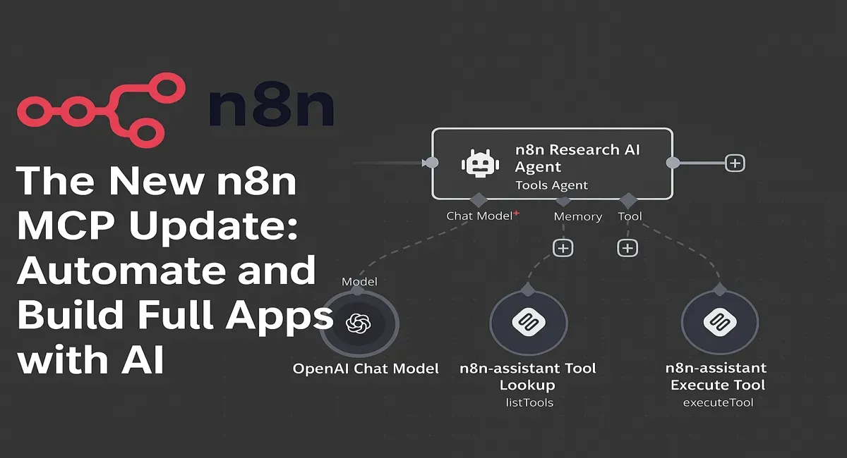 Featured graphic showing the n8n logo and an AI workflow diagram promoting the new n8n MCP update.