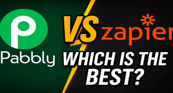 Pabbly vs Zapier comparison thumbnail with bold title and split-screen design